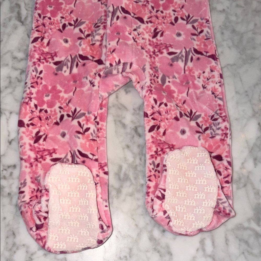 NWT Magnetic Me Velour Pink Floral Footie 9/12M - Picture 6 of 7